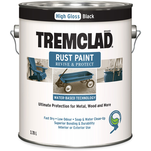 Peinture antirouille &agrave; base d'eau Tremclad, 3,78 L, Gallon, Noir Dufferin Supply