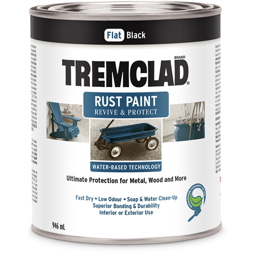 Peinture antirouille &agrave; base d'eau Tremclad, 946 ml, Canette, Noir Dufferin Supply