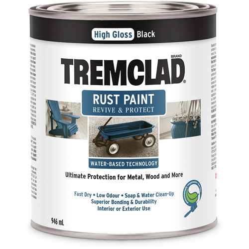 Tremclad&reg; Water-Based Rust Paint, 946 ml, Can, Black Dufferin Supply