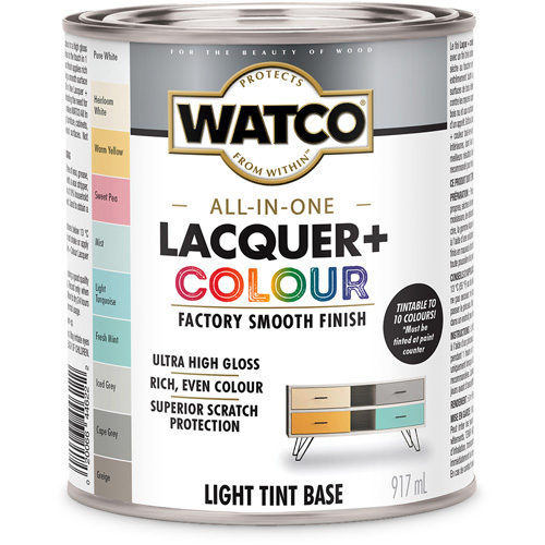 Composant de base clair pour finition laqu&eacute;e + couleur tout-en-un Watco, 946 ml, Base &agrave; ton clair, Tr&egrave;s brillant Dufferin Supply