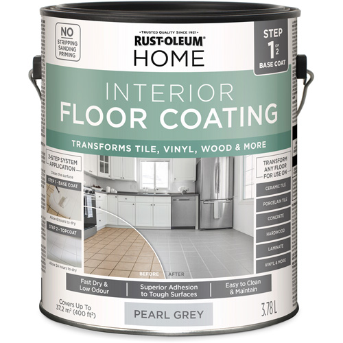 Home Interior Floor Coating System Base Coat, 3.78 L, Water-Based, Very Flat, Grey Dufferin Supply