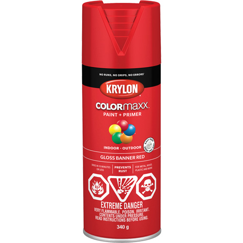 Appr&ecirc;t + peinture COLORmaxx, Rouge banni&egrave;re, Brillant, 12 oz, Canette a&eacute;rosol Dufferin Supply