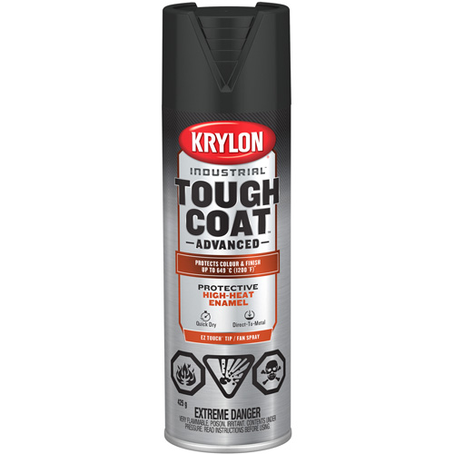 Peinture industrielle &agrave; chaleur &eacute;lev&eacute;e Tough Coat Advanced, Noir haute temp&eacute;rature, Plat, 425 g, Canette a&eacute;rosol Dufferin Supply