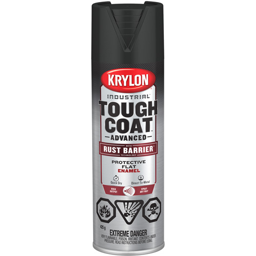 Peinture Tough Coat avec technologie Rust Barrier, Noir, Fini mat profond/Mat, 425 g, Canette a&eacute;rosol Dufferin Supply