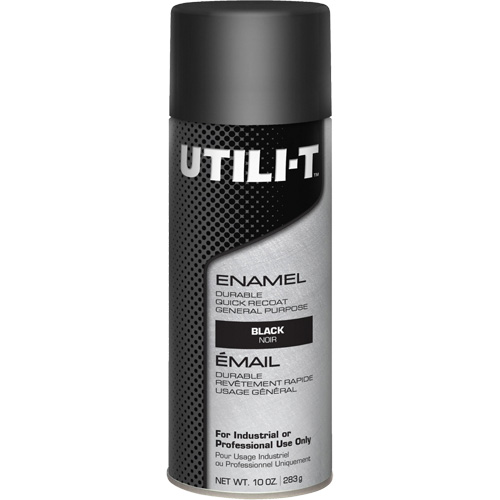 Peinture-&eacute;mail en a&eacute;rosol polyvalent UTILI-T, Noir, Brillant, 10 oz/283 g, Canette a&eacute;rosol Dufferin Supply