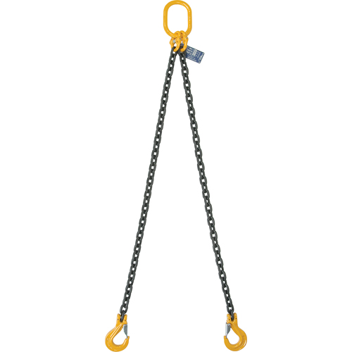 Chain Slings, 80 Chain, Double Legs, Oblong & Grab Hooks, 3/8" x 8' Dufferin Supply