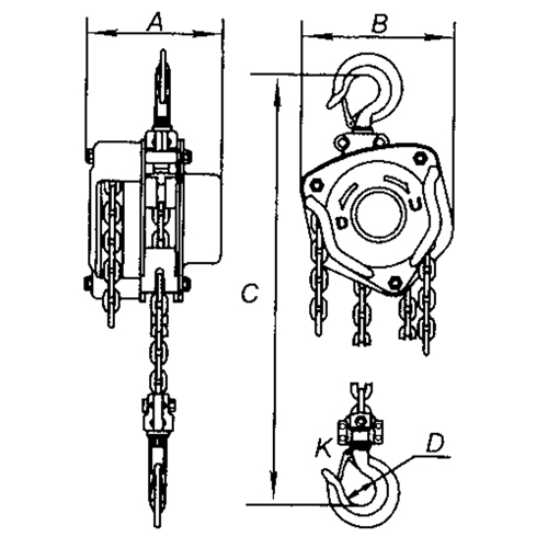 Chain Hoist, 10' Lift, 1000 lbs. Capacity, Alloy Steel Chain Dufferin Supply