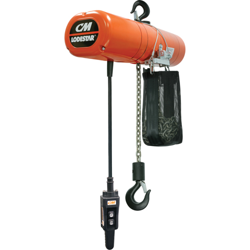 Lodestar Electric Chain Hoists, 10' Lift, 1000 lbs. (0.5 tons) Capacity, 16 FPM Dufferin Supply