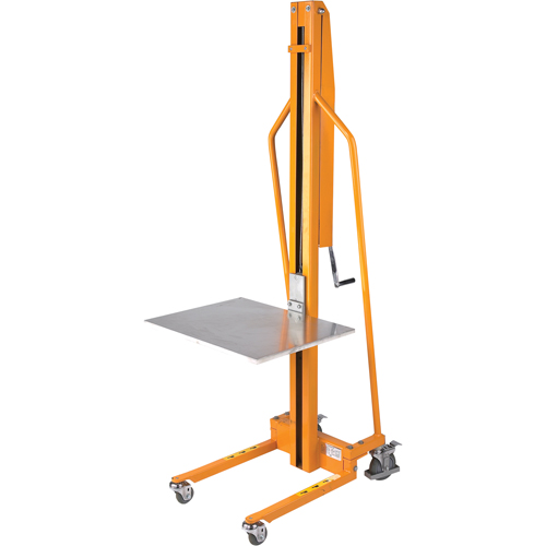 Empileur &agrave; plateforme, M&eacute;canisme Treuil manuel, Capacit&eacute; de 220 lb, Levage max de 58-1/2" Dufferin Supply