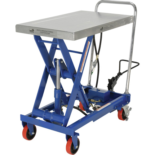 Pneumatic Hydraulic Scissor Lift Table, Steel, 32-1/2" L x 19-3/4" W, 1000 lbs. Cap. Dufferin Supply