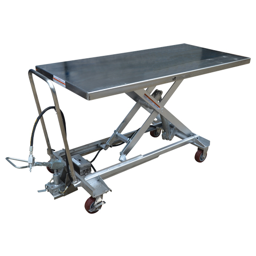 Pneumatic Hydraulic Scissor Lift Table, Stainless Steel, 63" L x 31-1/2" W, 1000 lbs. Cap. Dufferin Supply