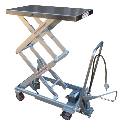 Pneumatic Hydraulic Scissor Lift Table, Stainless Steel, 32-1/2" L x 19-3/4" W, 1000 lbs. Cap. Dufferin Supply