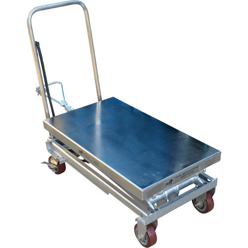 Pneumatic Hydraulic Scissor Lift Table, Stainless Steel, 35-1/2" L x 20" W, 800 lbs. Cap. Dufferin Supply