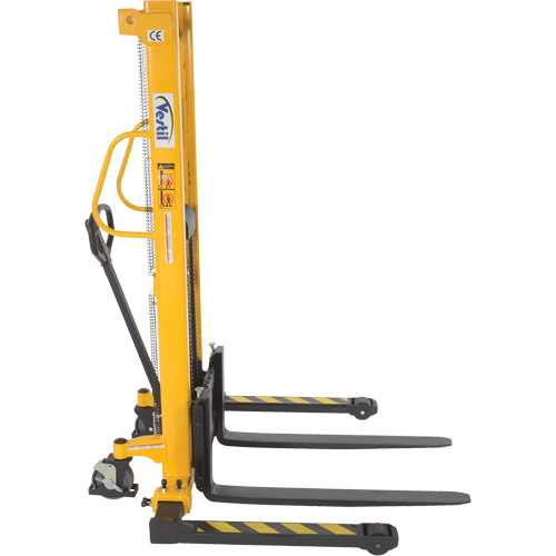 Manual Hydraulic Stacker, Hand Pump Operated, 2000 lbs. Capacity, 63" Max Lift Dufferin Supply