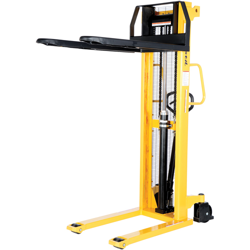 Manual Hydraulic Stacker, Hand Pump Operated, 2000 lbs. Capacity, 63" Max Lift Dufferin Supply