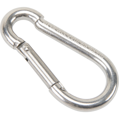 Stainless Steel Snap Hook, 220 lbs (0.11 tons) Working Load Limit, 3/16" Size, 5/16" Eye Dufferin Supply