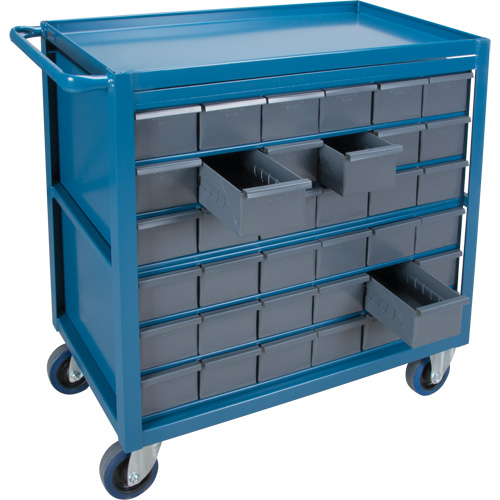 Drawer Shelf Cart, 1200 lbs. Capacity, Steel, 18" x W, 35" x H, 36" D, Rubber Wheels, All-Welded, 36 Drawers Dufferin Supply