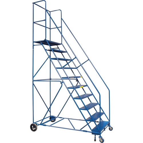 Escabeau roulant certifi&eacute; par la CSA avec pied verrouillable, 10 marches, Largeur de la marche 30", Hauteur de la plateforme 89", Acier Dufferin Supply