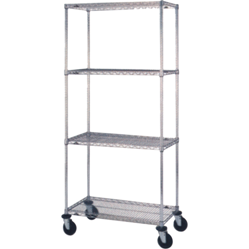 Chariots en treillis m&eacute;tallique, Chrom&eacute;, 18" x 69" x 36", Capacit&eacute; 800 lb Dufferin Supply