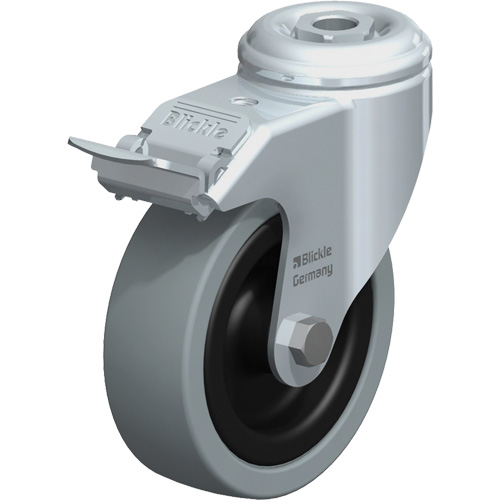 Light-Duty Caster, Swivel with Brake, 4" (101.6 mm), Solid Rubber, 242 lbs. (110 kg.) Dufferin Supply