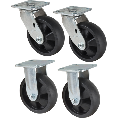 Jeu de roulettes, Fixe/Pivotant, 6" (152,4 mm), Nylon, 2400 lb (1089 kg) Dufferin Supply