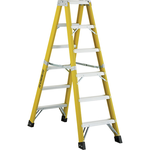 6600 Series Industrial Heavy-Duty 2-Way Stepladders, Fibreglass, 300 lbs. Capacity, 6' Dufferin Supply