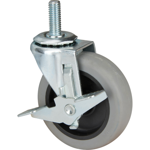 Stem Caster, Swivel with Brake, 3" (76 mm) Dia., 80 lbs. (36 kg.) Capacity Dufferin Supply