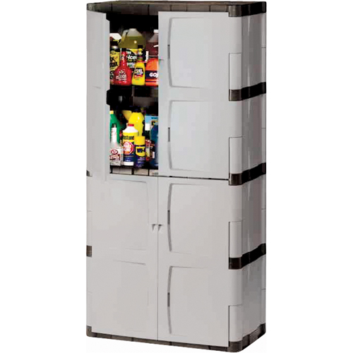 Heavy-Duty Cabinets, Plastic, 3 Shelves, 72" H x 36" W x 18" D, Mica and Charcoal Dufferin Supply