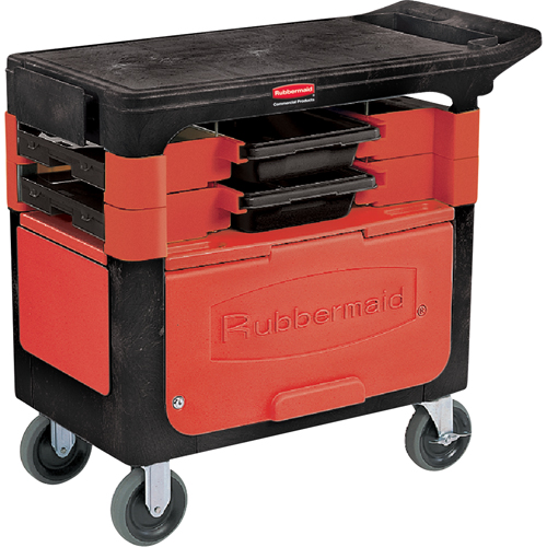 Chariots de travail Trades a/compartiment, 2 tiroirs, 38" lo x 19-1/4" la x 33-3/8" h, Noir Dufferin Supply