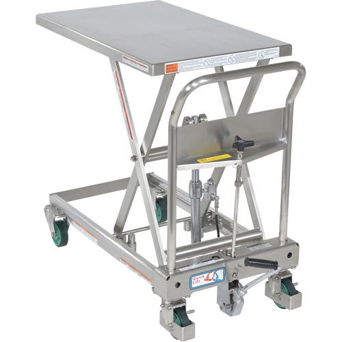 Table &eacute;l&eacute;vatrice hydraulique &agrave; ciseaux, 31-1/2" lo x 19-1/2" la, Acier inoxydable, Capacit&eacute; 550 lb Dufferin Supply