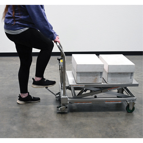 Table &eacute;l&eacute;vatrice hydraulique &agrave; ciseaux, 31-1/2" lo x 19-1/2" la, Acier inoxydable, Capacit&eacute; 550 lb Dufferin Supply