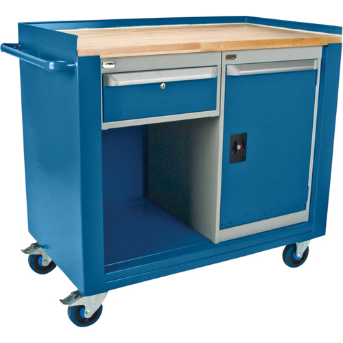 Industrial Duty Mobile Service Workbenches, Wood Surface Dufferin Supply