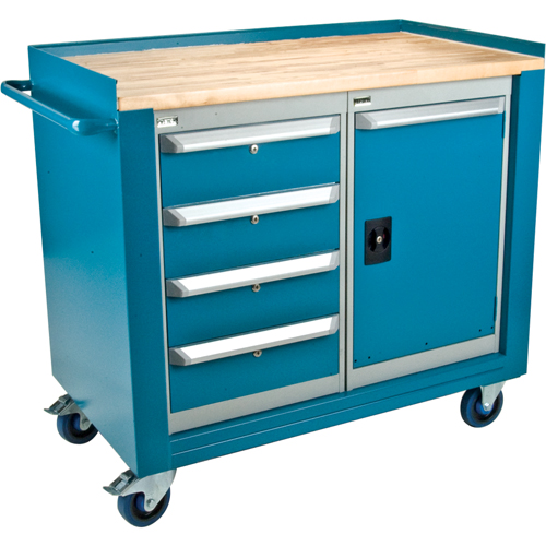 Industrial Duty Mobile Service Workbenches, Wood Surface Dufferin Supply