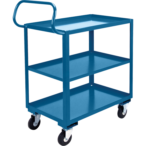 Chariot ergonomique &agrave; tablettes, 800 lb Capacit&eacute;, Acier, 20" la x 37" ha x 32" p, Bordure vers le haut Dufferin Supply
