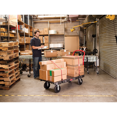 Chariot &agrave; plateforme robuste, 48" lo x 24" la, 2000 lb cap, Roues Caoutchouc Dufferin Supply