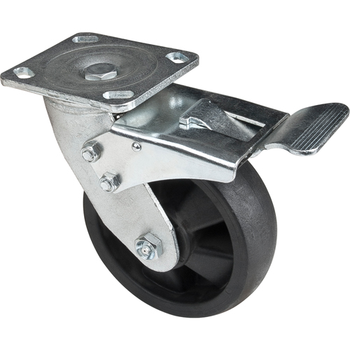 Hi-Temp Caster, Swivel with Brake, 6" (152.4 mm), Nylon, 880 lbs. (399 kg.) Dufferin Supply
