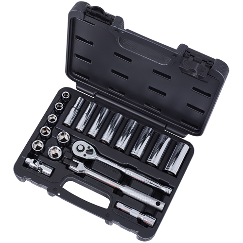 SAE Socket Set, 20 Pcs, 3/8" Drive Size, Deep Dufferin Supply