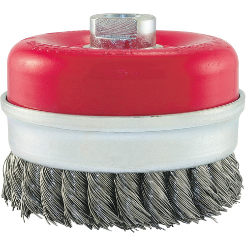 Brosse boisseau &agrave; fils li&eacute;s et nou&eacute;s, 4" dia. x 5/8"-11 arbre Dufferin Supply