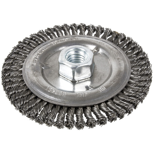 Brosse pour cordon de soudure, Dia. 5", Fils 0,022", Arbre 5/8"-11, Acier Dufferin Supply