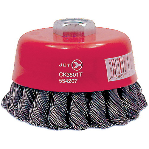 Brosse boisseau &agrave; fils nou&eacute;s torsad&eacute;s haute performance CK3501T, Dia. 3-1/2", Fils 0,02", Arbre 5/8"-11, Acier Dufferin Supply