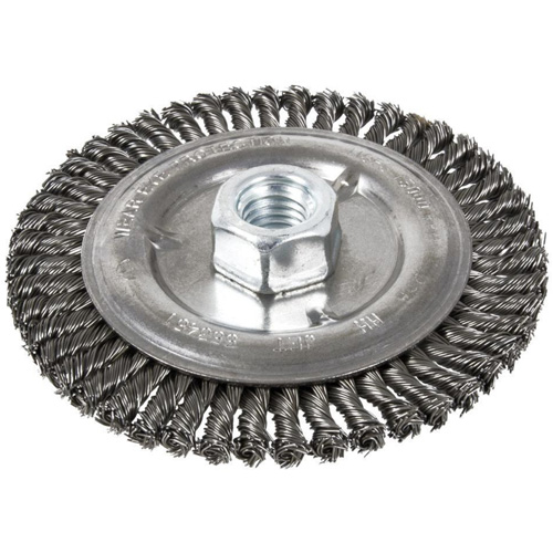 Brosse pour cordon de soudure, Dia. 6", Fils 0,022", Arbre 5/8"-11, Acier Dufferin Supply