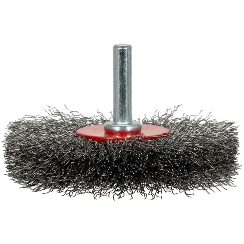 Brosse radiale &agrave; fils cr&ecirc;p&eacute;s mont&eacute; sur mandrin ER300-12, 3", Fils ,012" Dufferin Supply