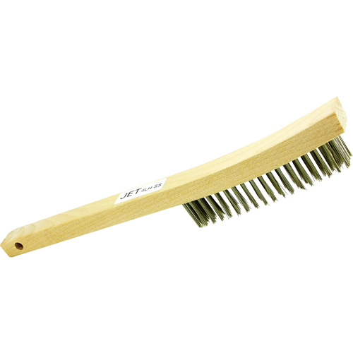 4LHSS 4-Row Long Handle Hand Wire Scratch Brush, Stainless Steel, 4 x 19 Wire Rows, 13-3/4" Long Dufferin Supply