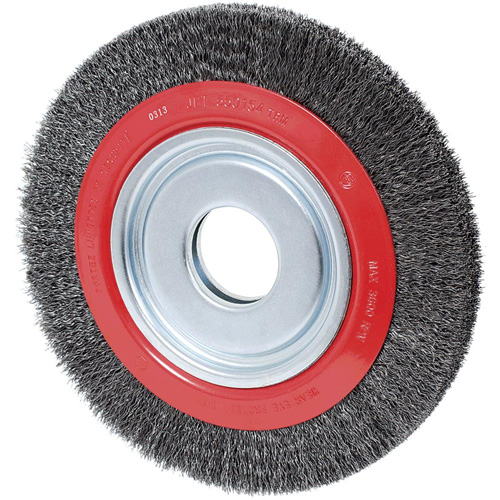 Crimped Wire Wheel, 8" Dia., 0.014" Fill, 1/2"/2"/5/8" Arbor Dufferin Supply