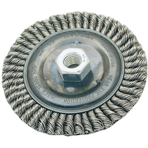 Brosse pour cordon de soudure, Dia. 4", Fils 0,022", Arbre 5/8"-11, Acier Dufferin Supply