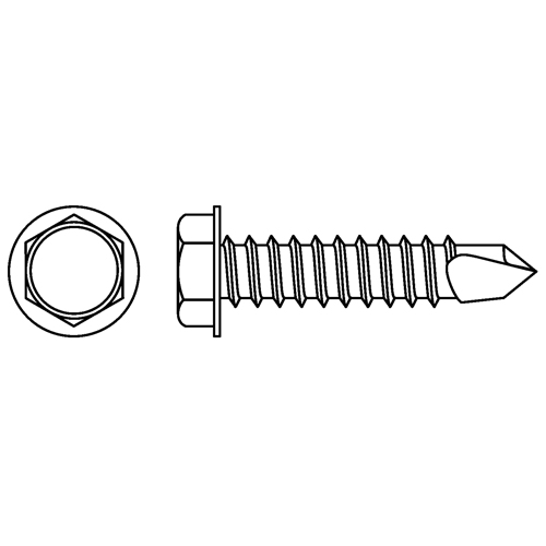 Self Drill Hex Washer Head Screws, #10 x 1-1/2" L, Zinc Plated Dufferin Supply