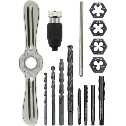 Tap and Die Set with Hex-Lok 2-in-1 Handle, 15 Pieces Dufferin Supply