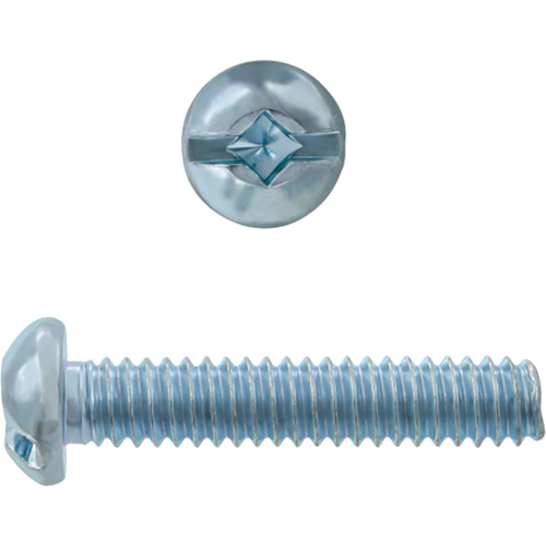 Round Square/Slot HD Machine Screws, #6 x 3" L, Zinc Plated Dufferin Supply