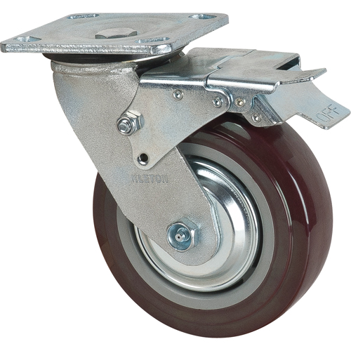 Caster, Swivel with Brake, 6" (152.4 mm), Polyurethane, 850 lbs. (385 kg.) Dufferin Supply