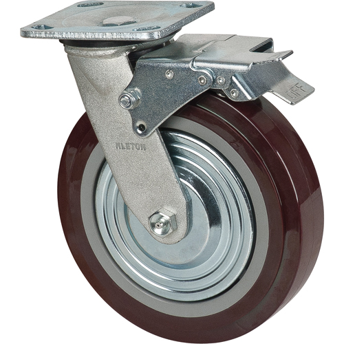 Caster, Swivel with Brake, 8" (203.2 mm), Polyurethane, 1000 lbs. (453.6 kg.) Dufferin Supply